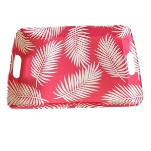 Palm Tree Green Pink & White Botanical Acrylic Handles Serving Tray